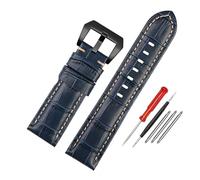 LUGEMA Waterproof Watch Band Compatible With Panerai PAM688 441/1313 Cowhide Leather Men's Blue Watch Strap Accessories 22MM 24mm 26mm(Blue-black,20mm)
