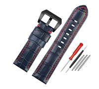 LUGEMA Waterproof Watch Band Compatible With Panerai PAM688 441/1313 Cowhide Leather Men's Blue Watch Strap Accessories 22MM 24mm 26mm(A blue-black,24mm)