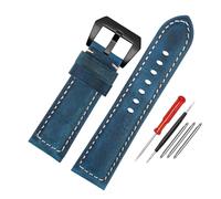 LUGEMA Waterproof Watch Band Compatible With Panerai PAM688 441/1313 Cowhide Leather Men's Blue Watch Strap Accessories 22MM 24mm 26mm(A-blue-black,22mm)