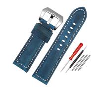 LUGEMA Waterproof Watch Band Compatible With Panerai PAM688 441/1313 Cowhide Leather Men's Blue Watch Strap Accessories 22MM 24mm 26mm(A-blue-silver,22mm)