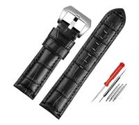 LUGEMA Waterproof Watch Band Compatible With Panerai PAM688 441/1313 Cowhide Leather Men's Blue Watch Strap Accessories 22MM 24mm 26mm(Black-silver,26mm)