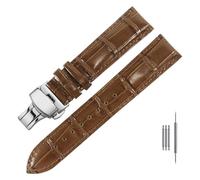 LUGEMA With Flat Interface Genuine Leather Strap 12 13 14 15 16 17 18 19 20 21 22 23 24mm Butterfly Buckle Watchband(Brown A,15mm)