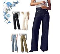 LUGEZLRJ Favorite Jeans Pants 2025,Chiccurva High Waisted Cropped Denim Pants,Tummy Control Sailor Wide Leg Trouser(Dark Blue,S)