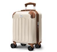LUGG 15Inch Skywander Lightweight Cabin Bag ABS Hard Shell 45x34x20cm, Cream and Brown