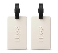 LUGG 2 Pack PVC Luggage Tags for Suitcases - Bright Colours for Easy Identification, Flexible and Tear Resistant, Secure Attachment with Clear ID Slot, Lightweight Travel Bag Tags - Stone
