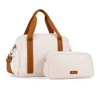 LUGG Duffle & Toiletry Bag Set - Waterproof Travel Bags for Men & Women - Lightweight, Durable 230D Twill Fabric - Fits EasyJet Cabin Size - Expandable Design - Stylish & Spacious Storage- Cream