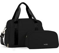 LUGG Duffle & Toiletry Bag Set - Waterproof Travel Bags for Men & Women - Lightweight, Durable 230D Twill Fabric - Fits EasyJet Cabin Size - Expandable Design - Stylish & Spacious Storage- Black
