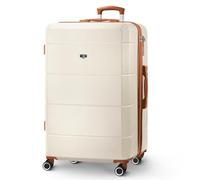 LUGG - Jetset 28 Inch Large Suitcase - Lightweight Hard Shell Luggage with TSA Lock - Water-Resistant ABS Spinner Suitcase - 4 Wheels - 75x49x29cm Travel Bag- Cream/Brown