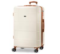 LUGG Jetset 28 Inch Large Suitcase Lightweight Hard Shell Luggage with TSA Lock Water-Resistant & ABS Spinner Suitcase, Cream Brown