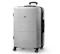 LUGG - Jetset 28 Inch Large Suitcase - Lightweight Hard Shell Luggage with TSA Lock - Water-Resistant ABS Spinner Suitcase - 4 Wheels - 75x49x29cm Travel Bag- Silver