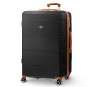 LUGG - Jetset 28 Inch Large Suitcase - Lightweight Hard Shell Luggage with TSA Lock - Water-Resistant ABS Spinner Suitcase - 4 Wheels - 75x49x29cm Travel Bag- Black/Brown