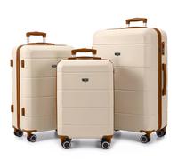 Lugg Jetset 3 Piece Suitcases, Set 20/24/28 Inch - Abs Hard Shell, Tsa Lock In Cream Cream
