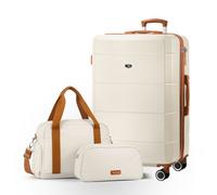 Lugg Jetset 3-Piece Travel Set 28Inch Suitcase, Duffel Bag & Toiletry Bag, Cream And Brown