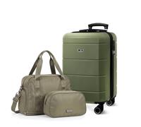 LUGG Jetset 3-Piece Travel Set - 55x35x23 cm Hard Shell Cabin Suitcase, Duffel Bag and Toiletry Bag for Lightweight Airline Hand Luggage and Weekend Travel