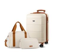 Lugg Jetset 3-Piece Travel Set 20Inch Suitcase, Duffel Bag & Toiletry Bag, Cream And Brown