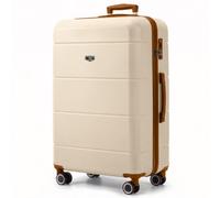 Lugg Jetset 32 Inch Large Suitcase Lightweight Hard Shell Luggage With Tsa Lock Abs Spinner 4 Wheels, 86X58X31Cm, Cream & Brown