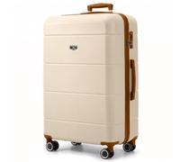 Lugg Jetset 32 Inch Large Suitcase Lightweight Hard Shell Luggage With Tsa Lock Abs Spinner 4 Wheels, 86X58X31Cm, Cream & Brown