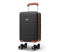 LUGG - Jetset 40cm Suitcase - 40x25x20cm- Ryanair Compatible - TSA Lock - Underseat Size - Hard Shell ABS - Spinner & Removable Wheels - Lightweight Travel Luggage- Black/Brown