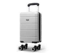 LUGG - Jetset 40cm Suitcase - 40x25x20cm- Ryanair Compatible - TSA Lock - Underseat Size - Hard Shell ABS - Spinner & Removable Wheels - Lightweight Travel Luggage- Silver