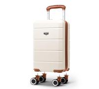LUGG - Jetset 40cm Suitcase - 40x30x20cm- Ryanair Compatible - Underseat Size - Hard Shell ABS - Spinner & Removable Wheels - Lightweight Travel Luggage- Cream/Brown