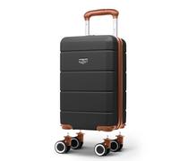 LUGG - Jetset 40cm Suitcase - 40x30x20cm- Ryanair Compatible - Underseat Size - Hard Shell ABS - Spinner & Removable Wheels - Lightweight Travel Luggage- Black/Brown