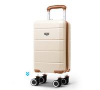 LUGG Jetset 40cm Suitcase Hard Shell ABS, 40 x 30 x 20 cm (wheels off), 19L, Cream and Brown
