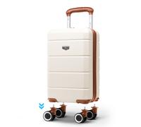 LUGG Jetset 40cm Suitcase Hard Shell ABS, 40 x 30 x 20 cm (wheels off), 19L, Cream and Brown