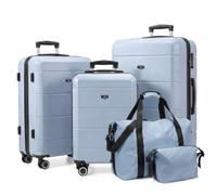 LUGG Jetset 5 Piece Luggage Set, 20/24/28 Inch ABS Hard Shell Suitcases with TSA Locks, Durable 230D Twill Fabric Waterproof Expandable Duffle & Toiletry Bag, Cabin & Checked Baggage Travel Set