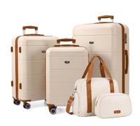 LUGG Jetset 5 Piece Luggage Set, 20/24/28 Inch ABS Hard Shell Suitcases with TSA Locks, Durable 230D Twill Fabric Waterproof Expandable Duffle & Toiletry Bag, Cabin & Checked Baggage Travel Set