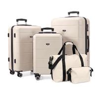 LUGG Jetset 5 Piece Luggage Set, 20/24/28 Inch ABS Hard Shell Suitcases with TSA Locks, Durable 230D Twill Fabric Waterproof Expandable Duffle & Toiletry Bag, Cabin & Checked Baggage Travel Set
