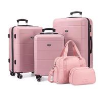 LUGG Jetset 5 Piece Luggage Set, 20/24/28 Inch ABS Hard Shell Suitcases with TSA Locks, Durable 230D Twill Fabric Waterproof Expandable Duffle & Toiletry Bag, Cabin & Checked Baggage Travel Set