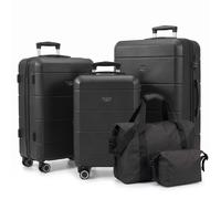 LUGG Jetset 5 Piece Luggage Set, 20/24/28 Inch ABS Hard Shell Suitcases with TSA Locks, Durable 230D Twill Fabric Waterproof Expandable Duffle & Toiletry Bag, Cabin & Checked Baggage Travel Set