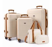 LUGG Jetset 5 Piece Luggage Set, 20/24/28 Inch ABS Hard Shell Suitcases with TSA Locks, Durable 230D Twill Fabric Waterproof Expandable Duffle & Toiletry Bag, Cabin & Checked Baggage Travel Set