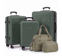 LUGG Jetset 5 Piece Luggage Set, 20/24/28 Inch ABS Hard Shell Suitcases with TSA Locks, Durable 230D Twill Fabric Waterproof Expandable Duffle & Toiletry Bag, Cabin & Checked Baggage Travel Set