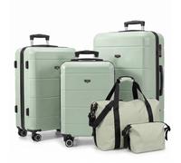 LUGG Jetset 5 Piece Luggage Set, 20/24/28 Inch ABS Hard Shell Suitcases with TSA Locks, Durable 230D Twill Fabric Waterproof Expandable Duffle & Toiletry Bag, Cabin & Checked Baggage Travel Set
