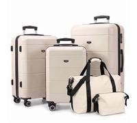 LUGG Jetset 5 Piece Luggage Set, 20/24/28 Inch ABS Hard Shell Suitcases with TSA Locks, Durable 230D Twill Fabric Waterproof Expandable Duffle & Toiletry Bag, Cabin & Checked Baggage Travel Set
