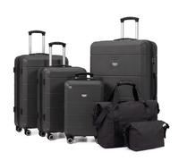 LUGG Jetset 6 Piece Luggage Set, 20/24/28/32 Inch ABS Hard Shell Suitcases with TSA Locks, Durable 230D Twill Fabric Waterproof Expandable Duffle & Toiletry Bag, Cabin & Checked Baggage Travel Set