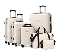 LUGG Jetset 6 Piece Luggage Set, 20/24/28/32 Inch ABS Hard Shell Suitcases with TSA Locks, Durable 230D Twill Fabric Waterproof Expandable Duffle & Toiletry Bag, Cabin & Checked Baggage Travel Set