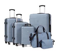 LUGG Jetset 6 Piece Luggage Set, 20/24/28/32 Inch ABS Hard Shell Suitcases with TSA Locks, Durable 230D Twill Fabric Waterproof Expandable Duffle & Toiletry Bag, Cabin & Checked Baggage Travel Set