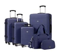 LUGG Jetset 6 Piece Luggage Set, 20/24/28/32 Inch ABS Hard Shell Suitcases with TSA Locks, Durable 230D Twill Fabric Waterproof Expandable Duffle & Toiletry Bag, Cabin & Checked Baggage Travel Set