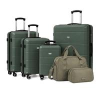LUGG Jetset 6 Piece Luggage Set, 20/24/28/32 Inch ABS Hard Shell Suitcases with TSA Locks, Durable 230D Twill Fabric Waterproof Expandable Duffle & Toiletry Bag, Cabin & Checked Baggage Travel Set