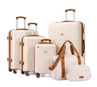 LUGG Jetset 6 Piece Luggage Set, 20/24/28/32 Inch ABS Hard Shell Suitcases with TSA Locks, Durable 230D Twill Fabric Waterproof Expandable Duffle & Toiletry Bag, Cabin & Checked Baggage Travel Set