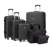 LUGG Jetset 6 Piece Luggage Set, 20/24/28/32 Inch ABS Hard Shell Suitcases with TSA Locks, Durable 230D Twill Fabric Waterproof Expandable Duffle & Toiletry Bag, Cabin & Checked Baggage Travel Set
