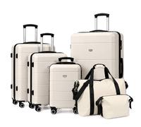 LUGG Jetset 6 Piece Luggage Set, 20/24/28/32 Inch ABS Hard Shell Suitcases with TSA Locks, Durable 230D Twill Fabric Waterproof Expandable Duffle & Toiletry Bag, Cabin & Checked Baggage Travel Set