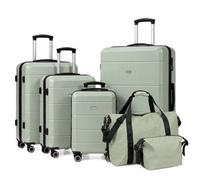 LUGG Jetset 6 Piece Luggage Set, 20/24/28/32 Inch ABS Hard Shell Suitcases with TSA Locks, Durable 230D Twill Fabric Waterproof Expandable Duffle & Toiletry Bag, Cabin & Checked Baggage Travel Set