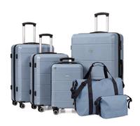 LUGG Jetset 6 Piece Luggage Set, 20/24/28/32 Inch ABS Hard Shell Suitcases with TSA Locks, Durable 230D Twill Fabric Waterproof Expandable Duffle & Toiletry Bag, Cabin & Checked Baggage Travel Set