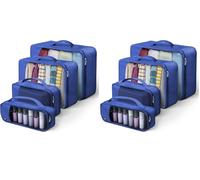 LUGG Lightweight Packing Cubes Set - Durable Polyester Travel Organizers, 4 Sizes for Efficient Packing, Compact and Versatile Travel Accessories (Blue, Packing Cube (Set of 4) (Pack of 2)