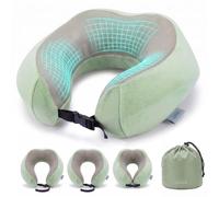LUGG Memory Foam Travel Neck Pillow, U-Shape 360° Support, Breathable, 260g | Slow-rebound foam contours to neck, sweat-wicking cover, storage bag, luggage clip, ideal for flights, trains, cars, office