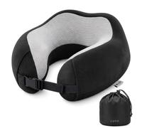 Lugg Memory Foam U-Shape Breathable Travel Pillow With Storage Bag, 360 Degree Ergonomic Neck & Head Support, Black