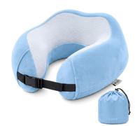 LUGG Memory Foam Travel Pillow - 360° Ergonomic Neck & Head Support, Slow Rebound Cushioning, Breathable Cover, Lightweight U-Shape Pillow for Flights, Trains & Cars, Includes Storage Bag - Slate Blue